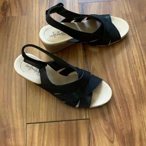 Clarks black wedges
